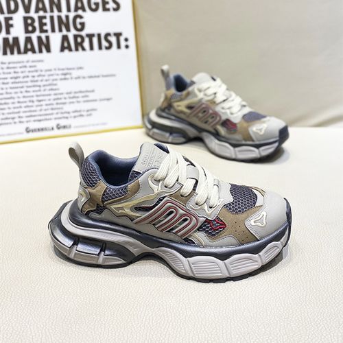 春季新款2026透气百搭圆头休闲网面时尚老爹鞋男鞋增高休闲鞋潮鞋主图