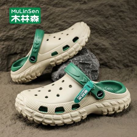 木林森男鞋新款透气防滑厚底洞洞鞋夏季包头运动户外休闲凉拖鞋