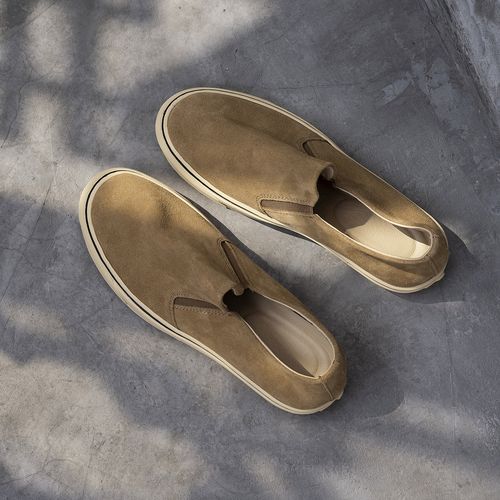 透气软底！增高鞋男2026春季新款真皮板鞋男休闲一脚蹬懒人乐福鞋主图