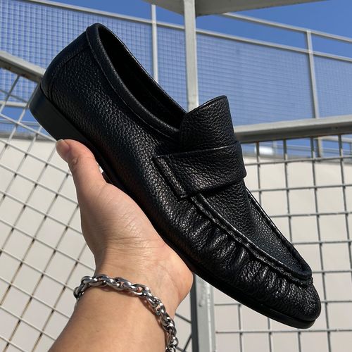 2026春季新款英伦风时尚复古柔软鹿皮青年低帮套脚乐福鞋真皮皮鞋主图