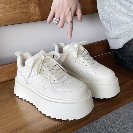 25377春季新款ins小白鞋厚底休闲板鞋纯色百搭隐形5厘米增高潮鞋