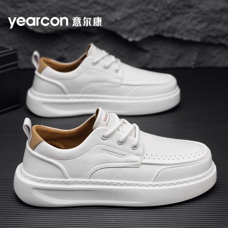 YEARCON/意尔康纯色素面透气休闲板鞋男白低帮鞋潮流韩版低4821
