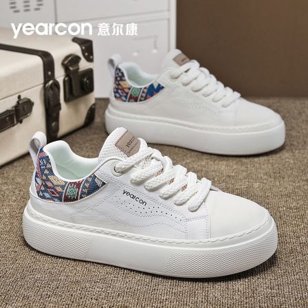YEARCON/意尔康秋季中跟增高休闲板鞋男白低帮鞋时尚鞋子4854