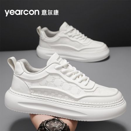 YEARCON/意尔康透气休闲板鞋秋季小白鞋休闲厚底学生素面增高1101