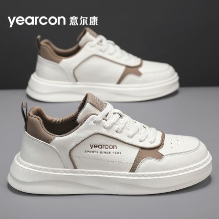 YEARCON/意尔康纯色潮鞋鞋子板鞋增高厚底男白低帮鞋休闲板鞋4826