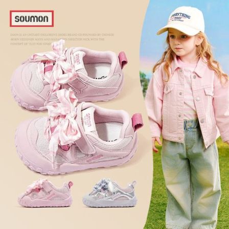 书萌童鞋儿童运动鞋2026春秋新款女童透气网鞋甜美气质板鞋宝宝鞋