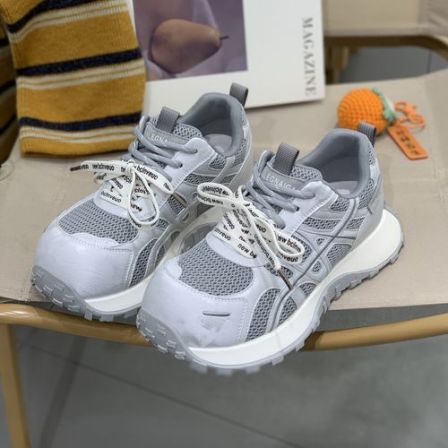 2026春季新款真皮厚底丑萌老爹鞋女双鞋带阿甘鞋增高轻便休闲鞋