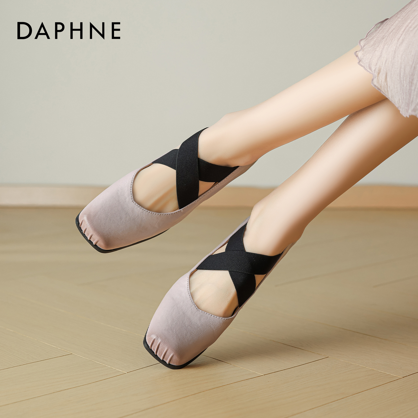 达芙妮玛丽珍女鞋2026春季新款新中式紫色芭蕾猪鼻配裙子浅口单鞋主图