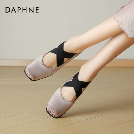 达芙妮玛丽珍女鞋2026春季新款新中式紫色芭蕾猪鼻配裙子浅口单鞋