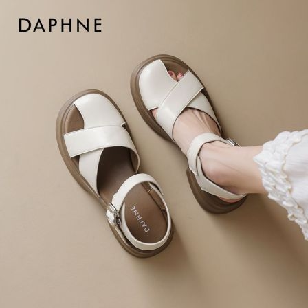 达芙妮包头凉鞋女2025新款夏季时尚鱼嘴增高软底百搭小个子凉拖鞋