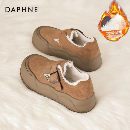 达芙妮加绒勃肯鞋女秋冬2025新款博肯棉鞋孕妇一脚蹬厚底雪地短靴