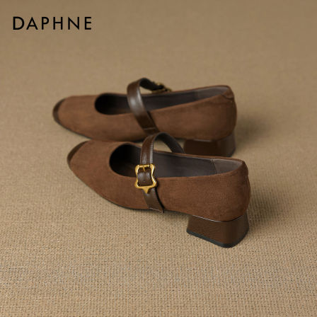 达芙妮玛丽珍女鞋小皮鞋2026新款鞋子女鞋配裙子法式晚晚粗跟单鞋