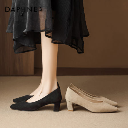达芙妮高跟鞋女2026新款春季百搭中跟粗跟不累脚通勤工作浅口单鞋