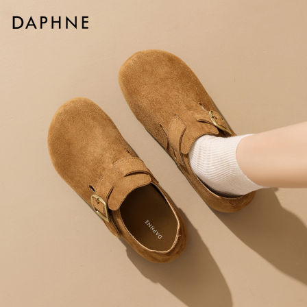 达芙妮厚底勃肯鞋女2025新款秋冬季软底复古一脚蹬博肯单鞋豆豆鞋