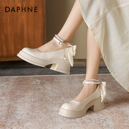 达芙妮玛丽珍女鞋2026春季新款厚底配裙子小皮鞋浅口绝美高跟单鞋
