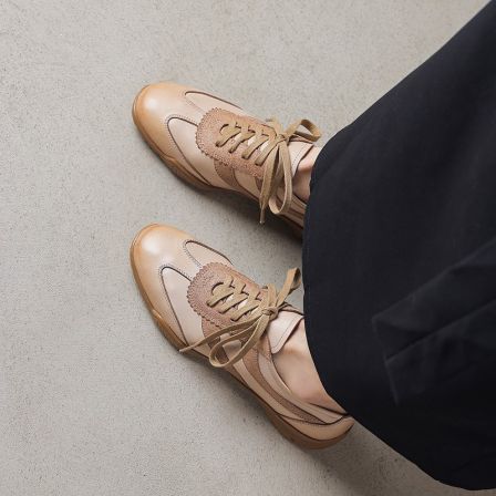 【NICESEE】2.5cm,2026年新款真皮运动休闲鞋女平底系带显瘦德训鞋