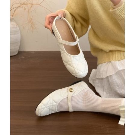 4CM内增高！法式温柔风菱格纹包头半拖鞋女春秋小香风软底一脚蹬