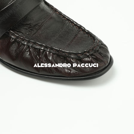 AP洛哥43182XP【寻迹】 鳗鱼皮褶皱设计感乐福鞋女士百搭单鞋