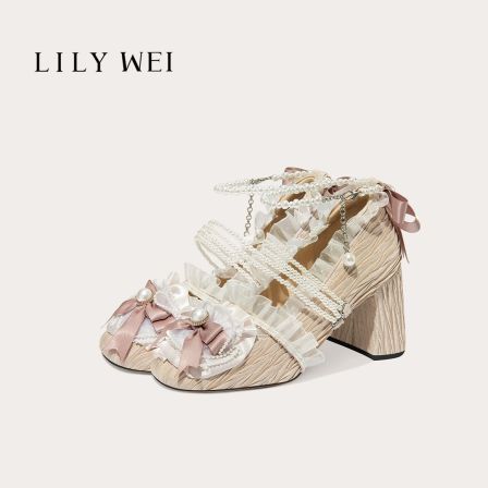 LilyWei恋姬甜美洛丽塔玛丽珍鞋粗跟春款单鞋大码4143