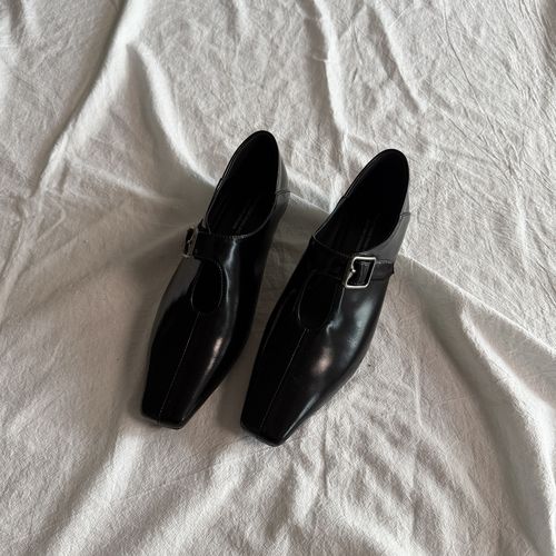 2026年新款久穿不累软底舒适方头镂空搭扣低跟百搭质感单鞋/7054主图