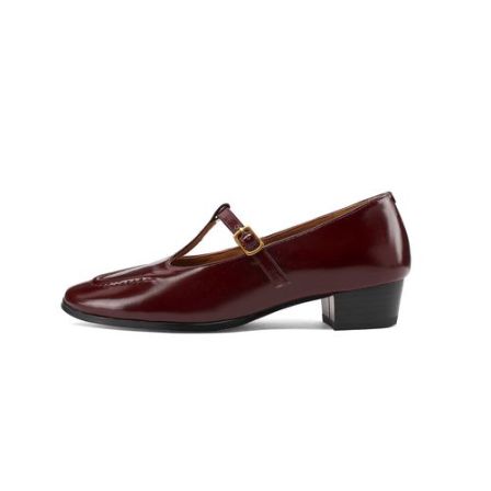 卡卡多时尚粗跟单鞋一脚蹬妈妈鞋法式女士马衔扣女鞋方头皮鞋