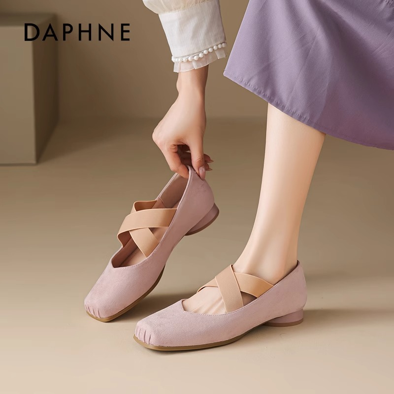 达芙妮粉色单鞋女2025新款凉鞋夏外穿猪鼻子玛丽珍不累脚芭蕾舞鞋主图