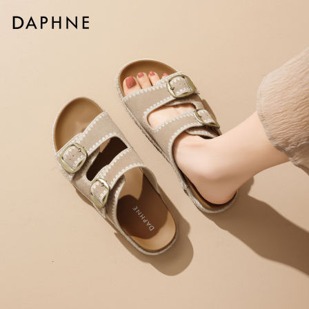 达芙妮厚底勃肯拖鞋女2026春季新款外穿露趾海边沙滩一字拖凉鞋子