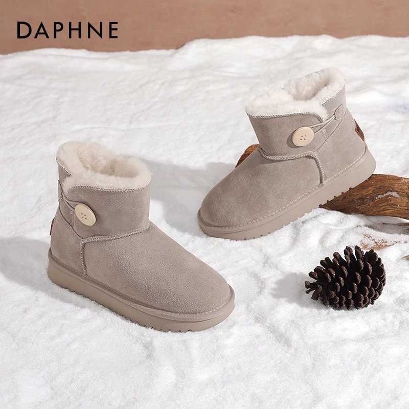 达芙妮桑坡雪地靴女2025新款冬季加绒加厚保暖面包鞋厚底东北棉鞋主图