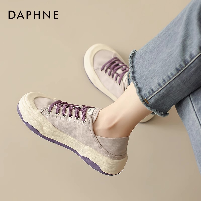 达芙妮帆布鞋女2026春季新款平底女鞋一脚蹬孕妇半拖鞋板鞋小白鞋主图