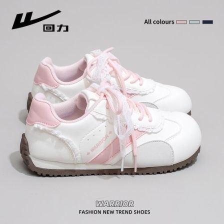 回力泡芙鞋女2026春季新款粉色德训鞋女薄底网红轻便学生运动板鞋