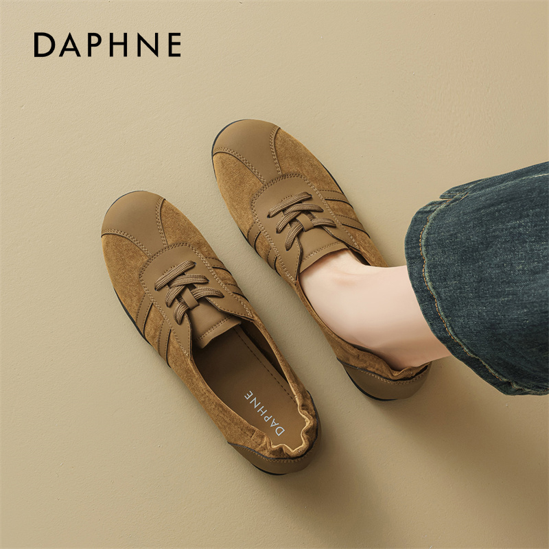 达芙妮复古德训鞋女款2025新款冬季百搭软底休闲轻便棕色运动鞋子主图