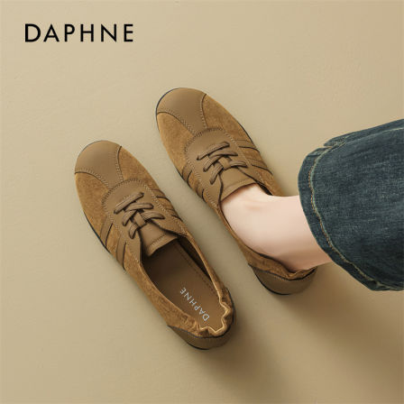 达芙妮复古德训鞋女款2025新款冬季百搭软底休闲轻便棕色运动鞋子