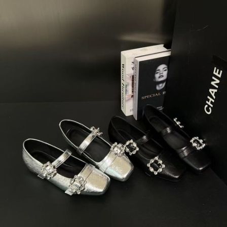 【富贵花钻】2026春季3cm内增高方头水钻扣带玛丽珍单鞋女3721-08