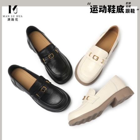 头层牛皮乐福鞋女款平底厚底软底轻便一脚蹬圆头低跟休闲舒适单鞋