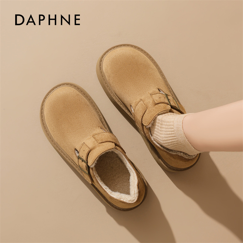 达芙妮厚底增高勃肯鞋女2025新款冬季加绒保暖棉鞋一脚蹬雪地靴爆主图