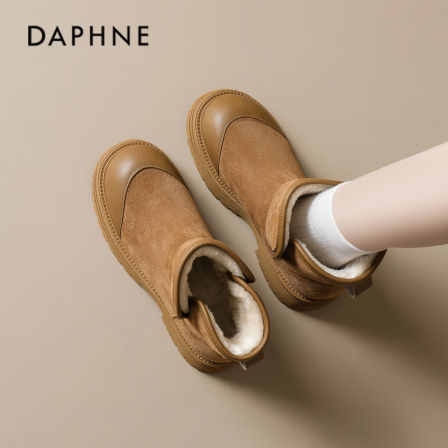 达芙妮厚底雪地靴女2025冬季新款加绒户外马丁靴保暖东北大棉鞋