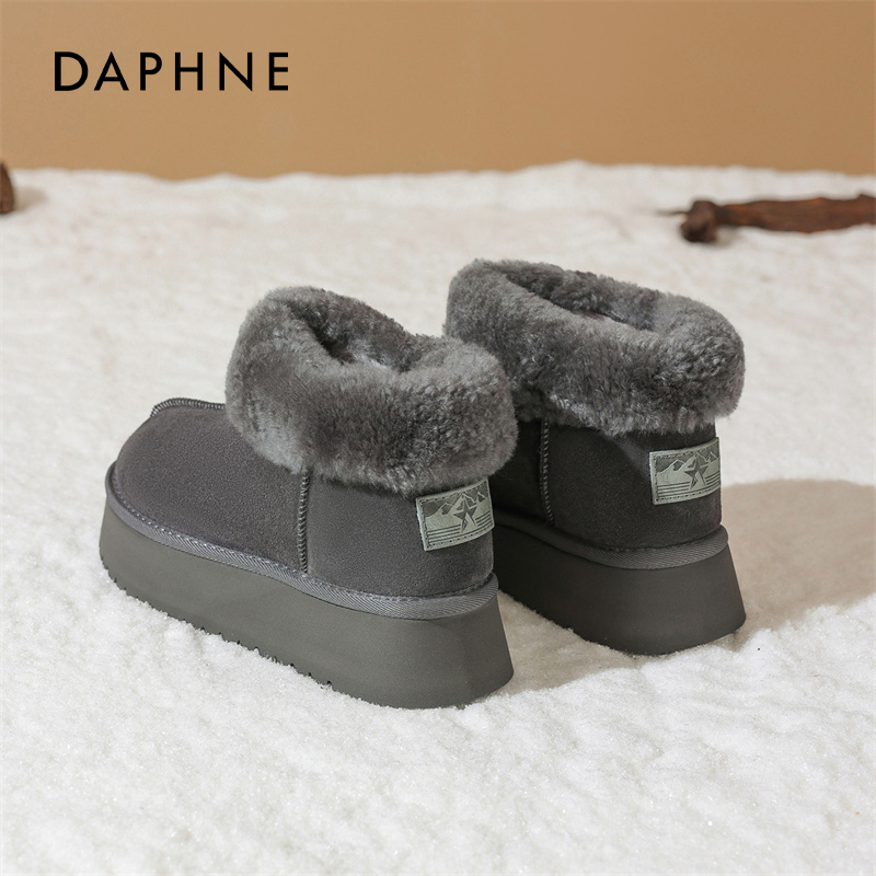 达芙妮厚底雪地靴女款冬季加绒低帮2025新款靴子女鞋鞋子毛毛棉鞋主图