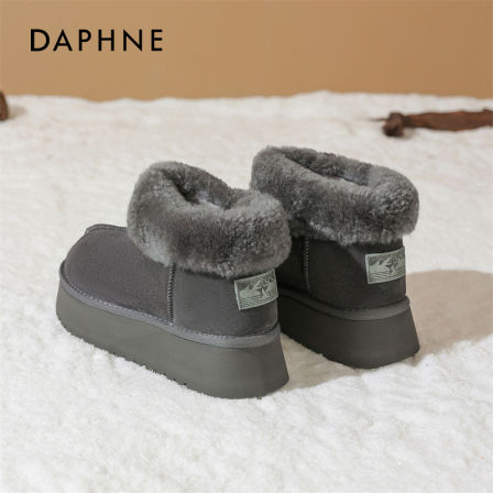 达芙妮厚底雪地靴女款冬季加绒低帮2025新款靴子女鞋鞋子毛毛棉鞋