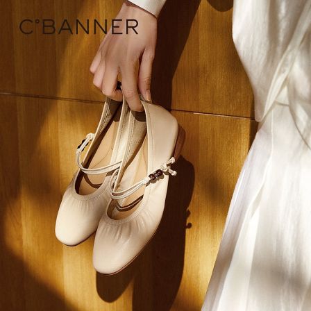 【新品】千百度羊皮玛丽珍鞋女2026春季新款小香风晚晚鞋软底单鞋