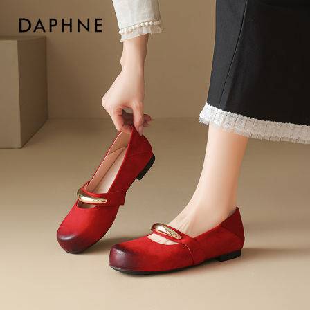 达芙妮红色单鞋女2025秋季新款绝美法式玛丽珍鞋不累脚婚鞋小皮鞋
