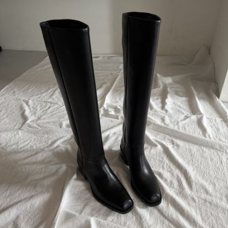 YDD/26年新款精致简约芭蕾风立体小方头气质百搭粗跟长靴/5837-1