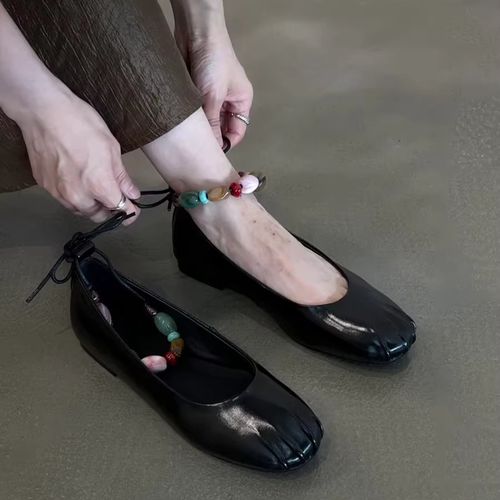 羊皮版~圆头女款褶皱设计简约百搭小众低跟软底气质时尚优雅单鞋主图