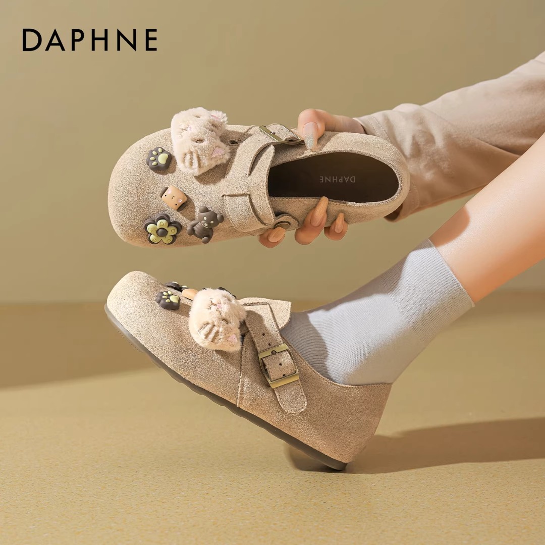 达芙妮厚底全包勃肯鞋女2026春季新款懒人一脚蹬卡通增高软底单鞋主图