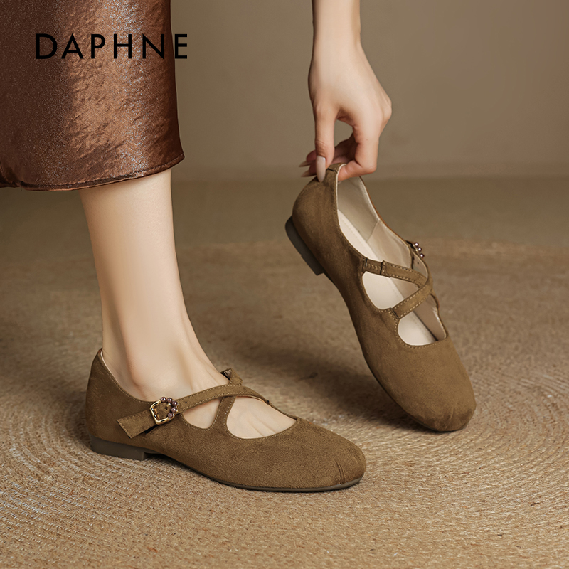 达芙妮运动玛丽珍鞋子女2025新款夏季透气复古平底浅口芭蕾单鞋主图