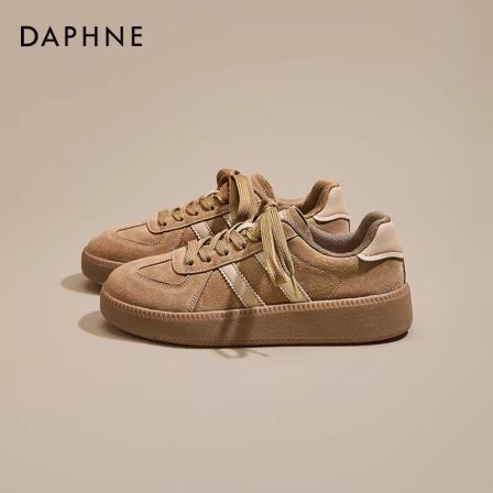达芙妮德训鞋女2026春季新款复古休闲板鞋厚底美拉德棕色运动鞋子