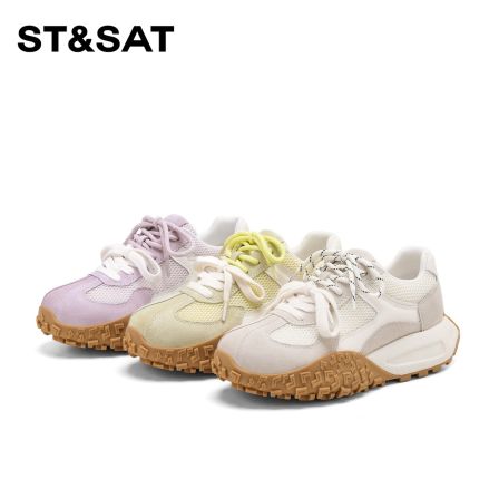 St&Sat/星期六女鞋2026春新款百搭黄色多巴胺休闲鞋双系带运动鞋