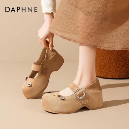 达芙妮厚底玛丽珍鞋女2026新款春季小个子增高休闲单鞋两穿勃肯鞋