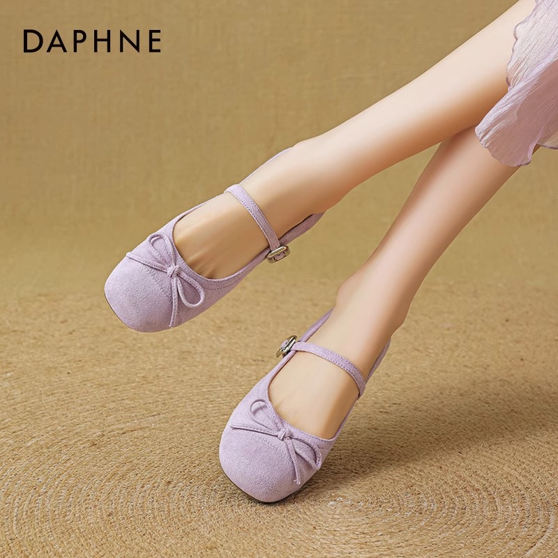 达芙妮紫色芭蕾玛丽珍鞋女2025新款夏季法式平底鞋配裙子浅口单鞋主图