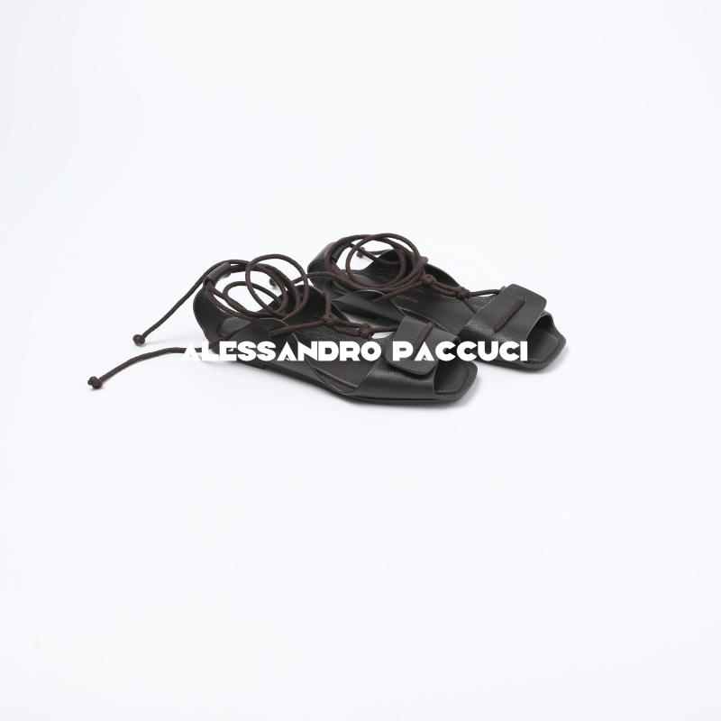 AP洛哥53073XD【凉行】头层牛皮柔软方头系带平底时尚百搭单鞋凉鞋主图