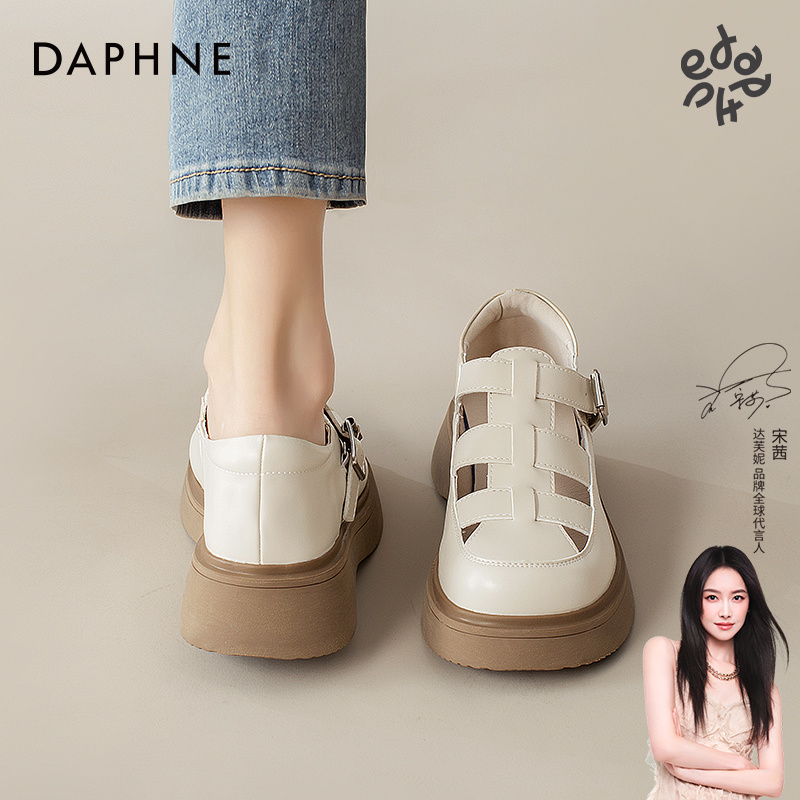 达芙妮厚底罗马凉鞋女2025新款夏季外穿透气镂空运动猪笼包头单鞋主图